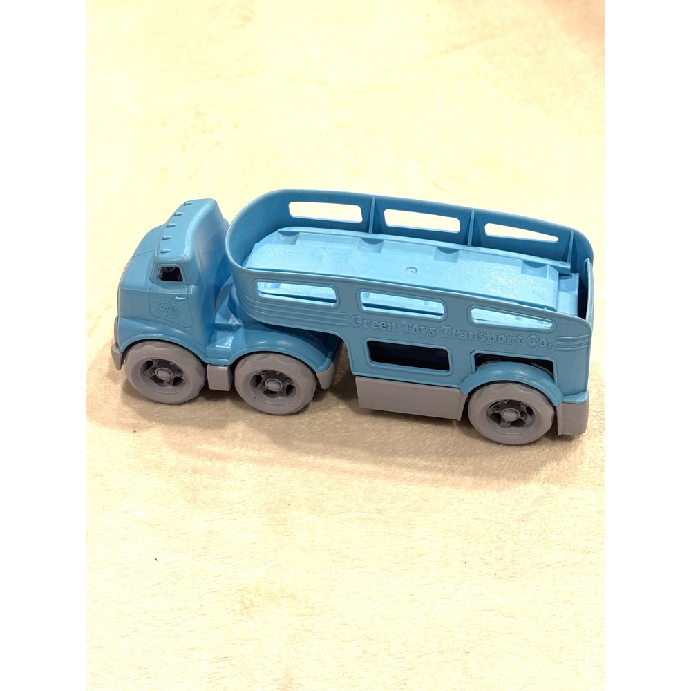 Green Toys Car Carrier Blue Grey Recycled Plastic Toy Truck w/Ramp Made in USA